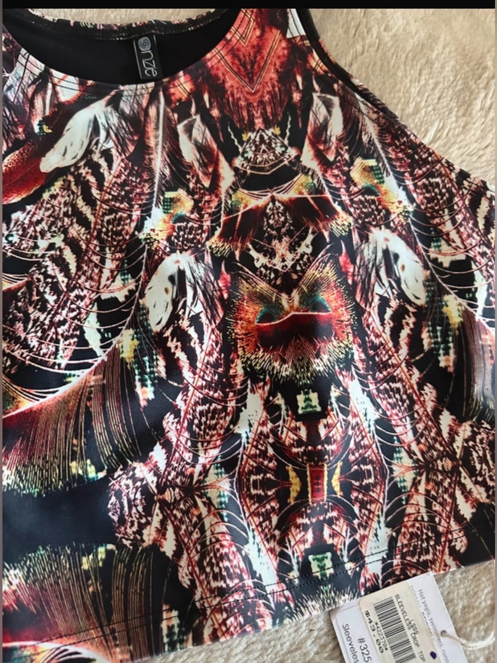Onzie Sleeveless Crop Top Abstract Print S/M NWT - Picture 3 of 7